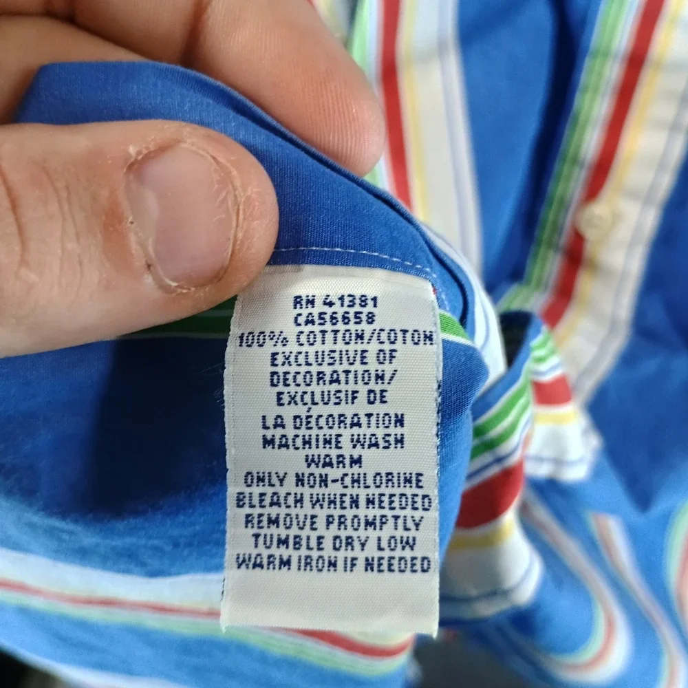 Ralph Lauren Button Up Shirt Mens XLT‎ Rainbow Vertical Striped Big and Tall
